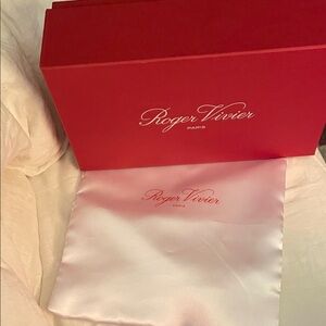 Roger Vivier Red Shoe Box with White Satin Dust Bag